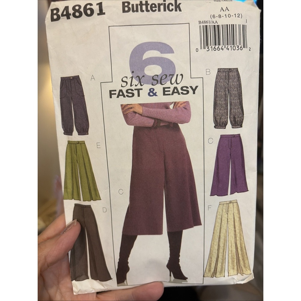 Butterick B4861 Easy Sewing Pattern Gaucho Pants Knickers Size 12 Cut